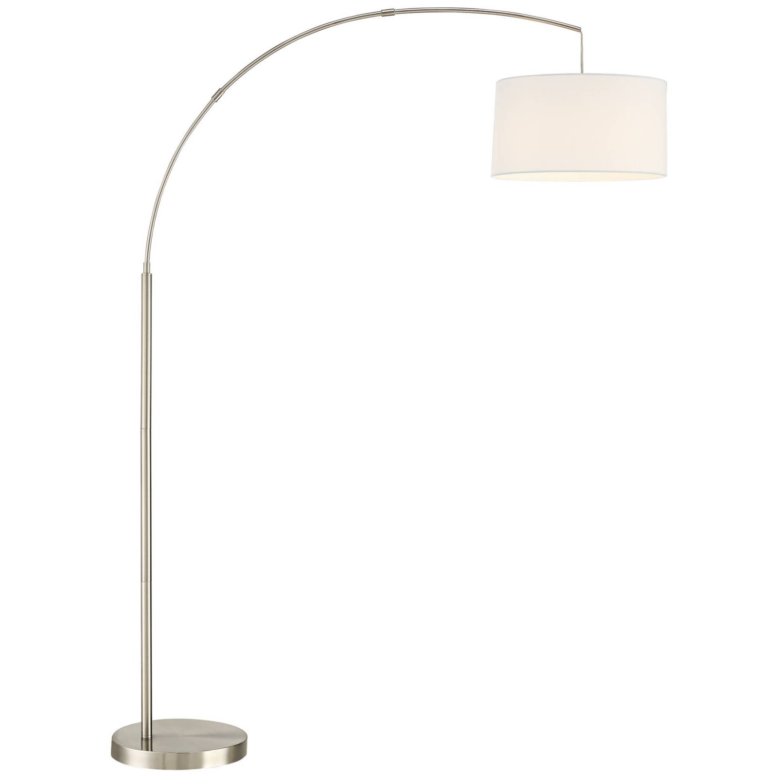 360 Lighting 72" Tall Brushed Nickel Metal Cora Modern Arc Floor Lamp Standing with Linen Drum Shade