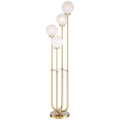 Possini Euro Design напольный торшер в стиле Mid Century Modern Glam с 4 LED лампами, высота 68.5", золотистый стеклянный плафон для гостиной