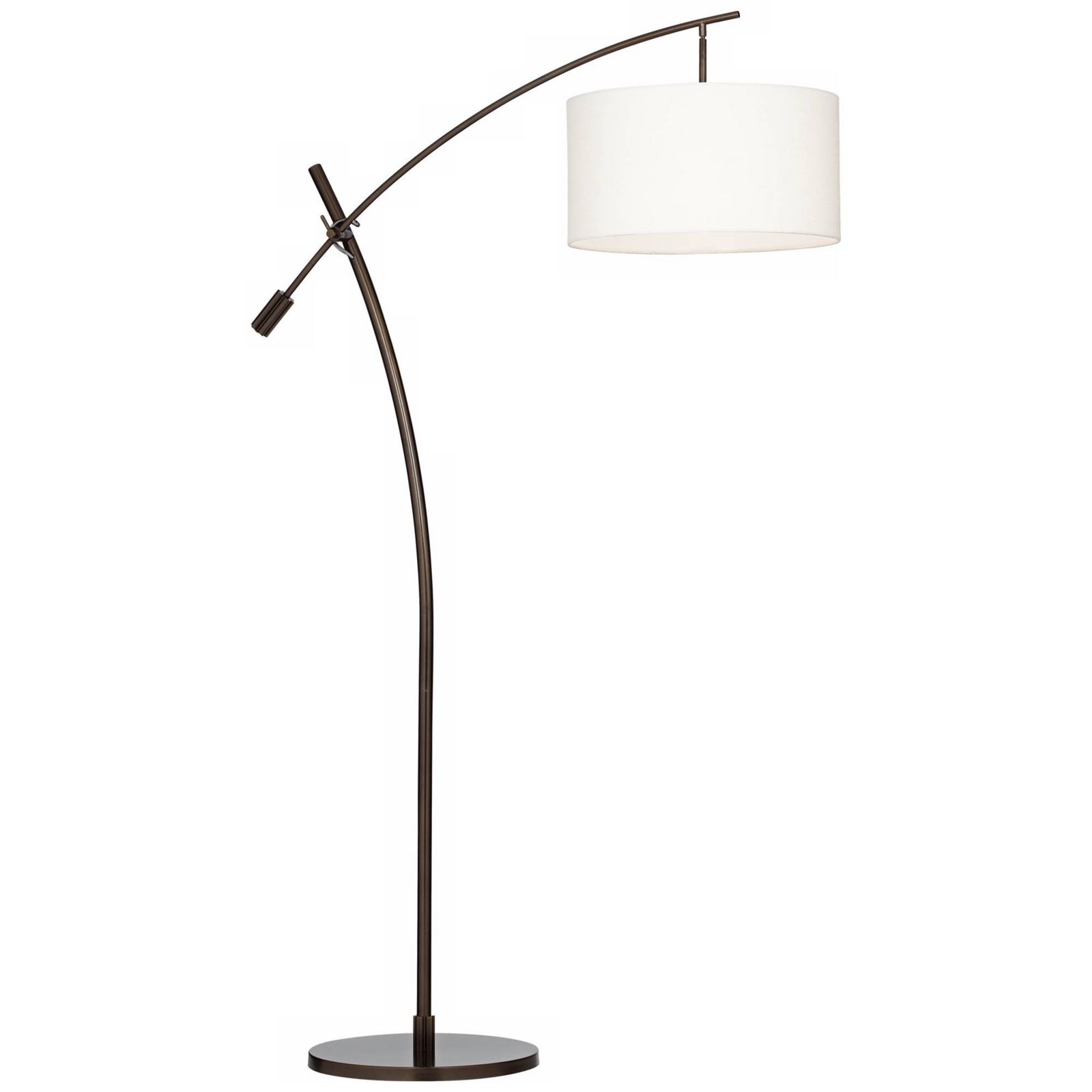 Possini Euro Design Raymond Modern Arc Floor Lamp 69" Tall Adjustable Boom Arm Linen Drum Shade for Living Room Reading Bedroom Home