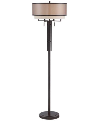 Franklin Iron Works напольный торшер Alamo Industrial Rustic Bronze Metal Double Drum Shade