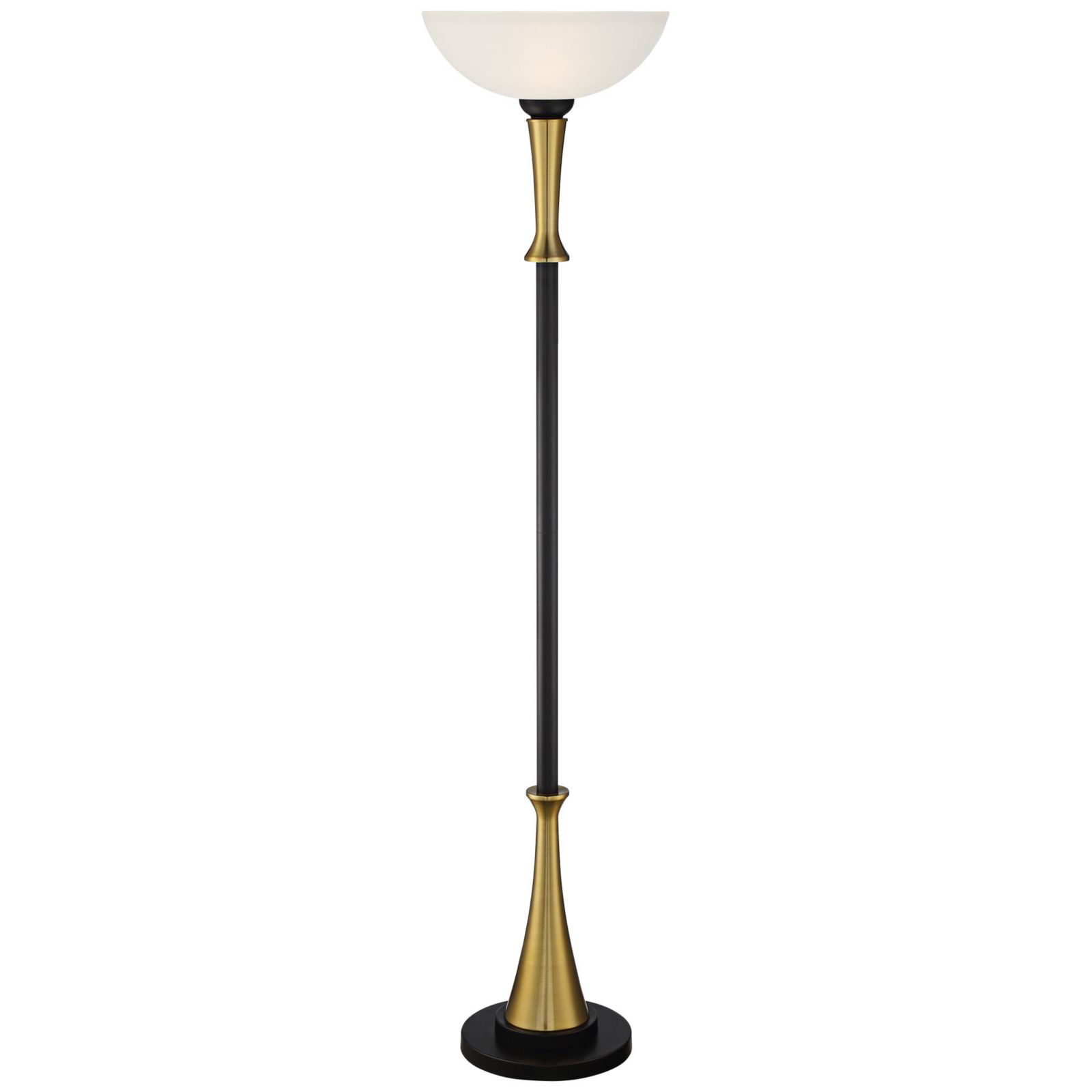 Possini Euro Design Burbank Modern Art Deco Torchiere Floor Lamp 70" Tall Brass Frosted Glass Shade for Living Room Bedroom Office House