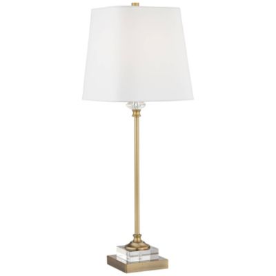 Regency Hill Julia Traditional Buffet Table Lamp 29 1/2" Tall Crystal with Tabletop Dimmer Fabric Tapered Drum Shade for Living Room Dining Home