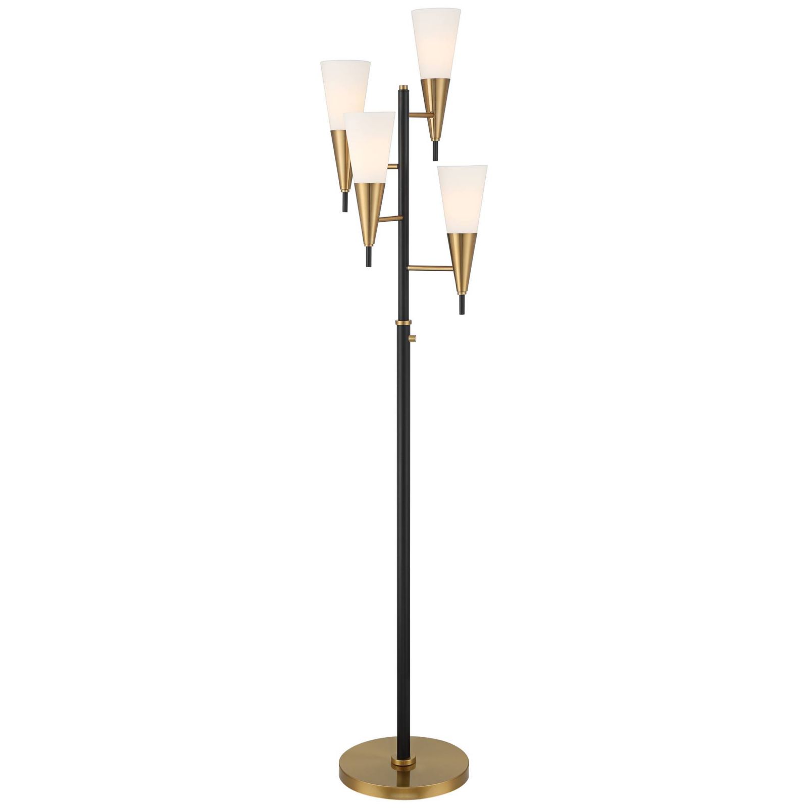 Possini Euro Design Quatro Mid Century Modern Tree Floor Lamp 71" Tall Metal 4 Light Frosted Glass Cone Shade for Living Room Bedroom House
