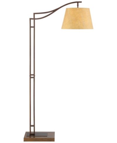 Franklin Iron Works Tahoe Rustic Industrial Downbridge Arc Floor Lamp 60" Tall Bronze Metal Faux Leather Empire Shade for Living Room Reading Bedroom