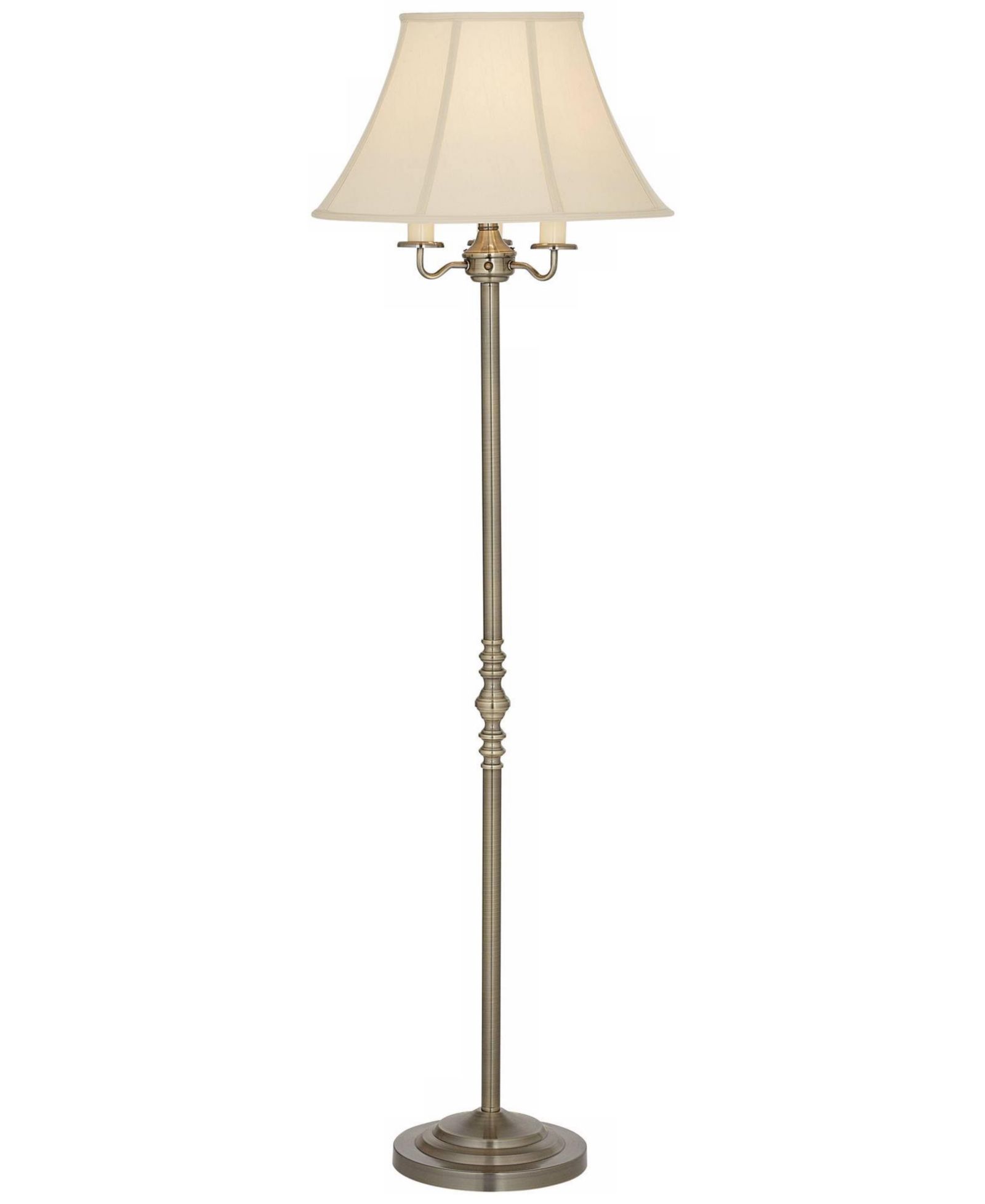 Regency Hill Напольный торшер Montebello Vintage Retro, Antique Brass Metal, Soft Tan Bell Shade
