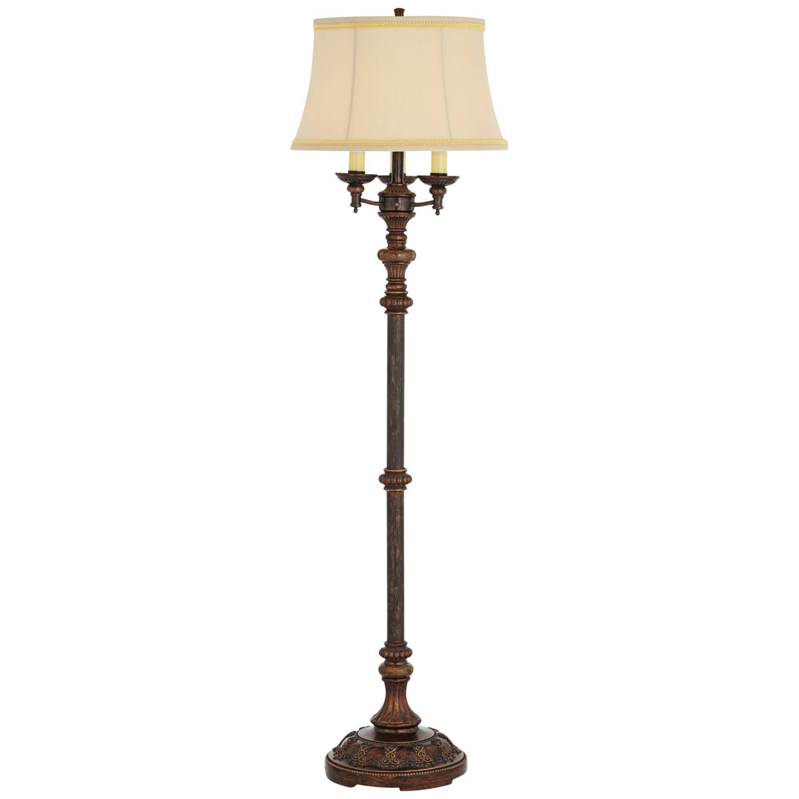 Regency Hill Traditional Floor Lamp Candelabra Style 4-Light 64.5" Tall Italian Bronze Bell Shade for Living Room Reading Bedroom