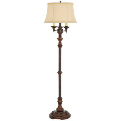 Regency Hill Traditional Floor Lamp Candelabra Style 4-Light 64.5" Tall Italian Bronze Bell Shade for Living Room Reading Bedroom