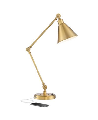 Настольная лампа 360 Lighting Wray Modern, Warm Brass Metal с USB Charging Port
