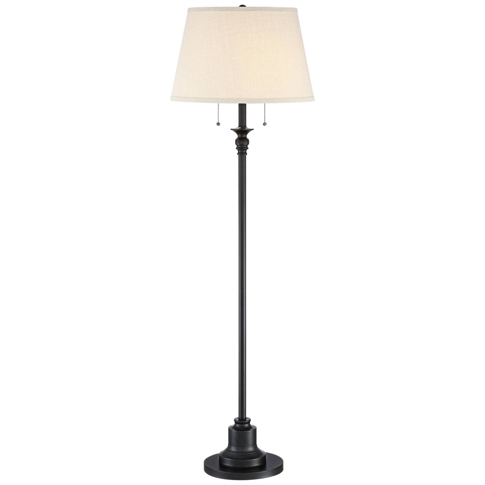 360 Lighting 58" Tall Oiled Bronze Metal Spenser Rustic Farmhouse Floor Lamp with Linen Empire Shade