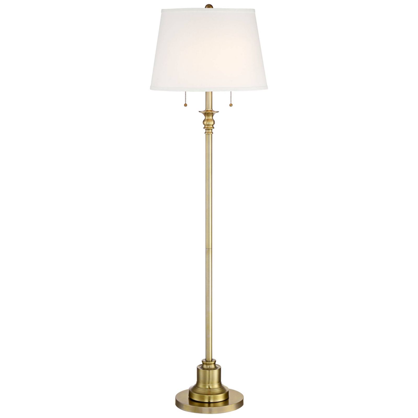 360 Lighting 58" Tall Brushed Antique Brass Metal Spenser Vintage Floor Lamp with Linen Drum Shade