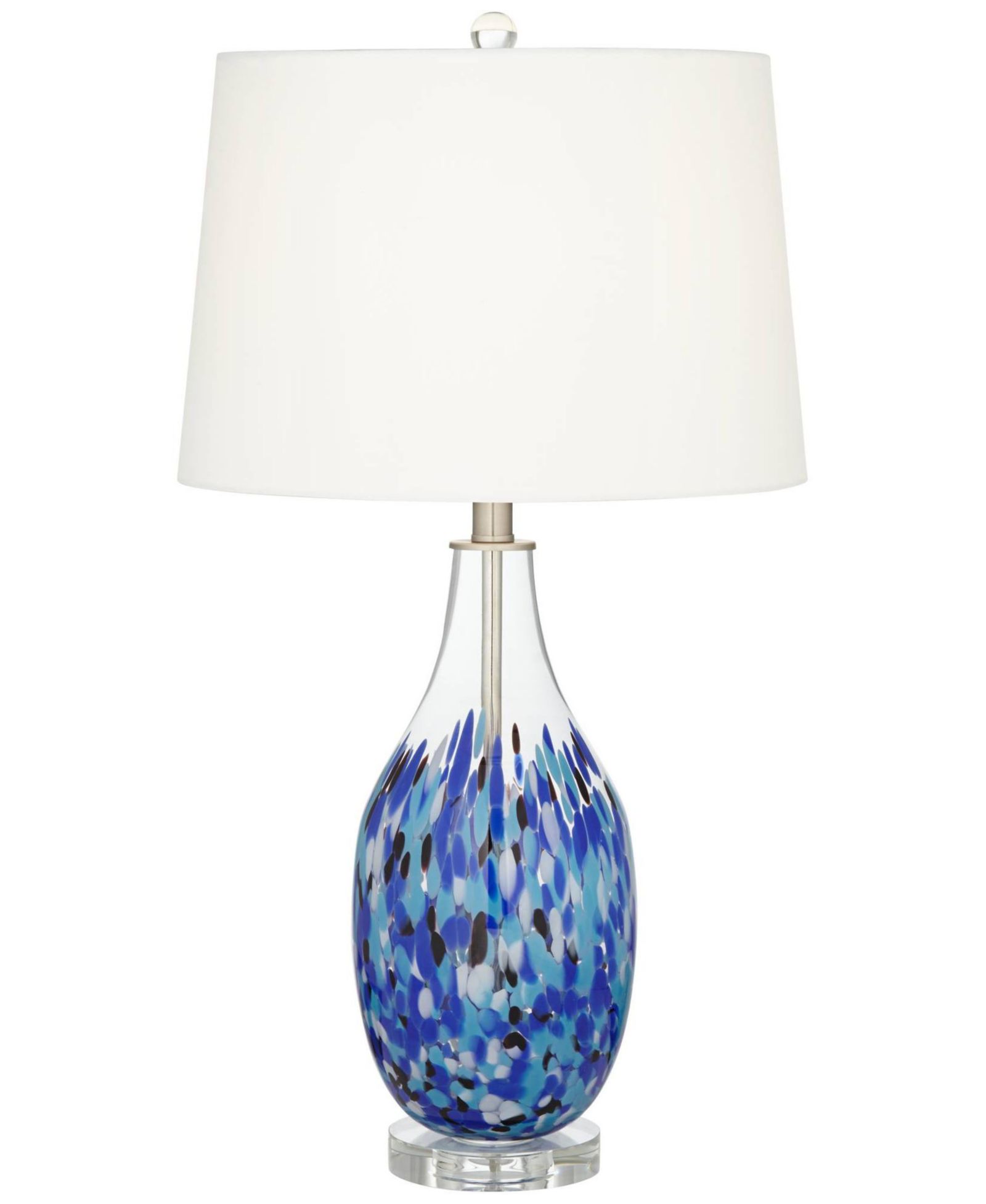 360 Lighting Marnie Modern Coastal Table Lamp 28" Tall Blue Art Glass Fabric Drum Shade