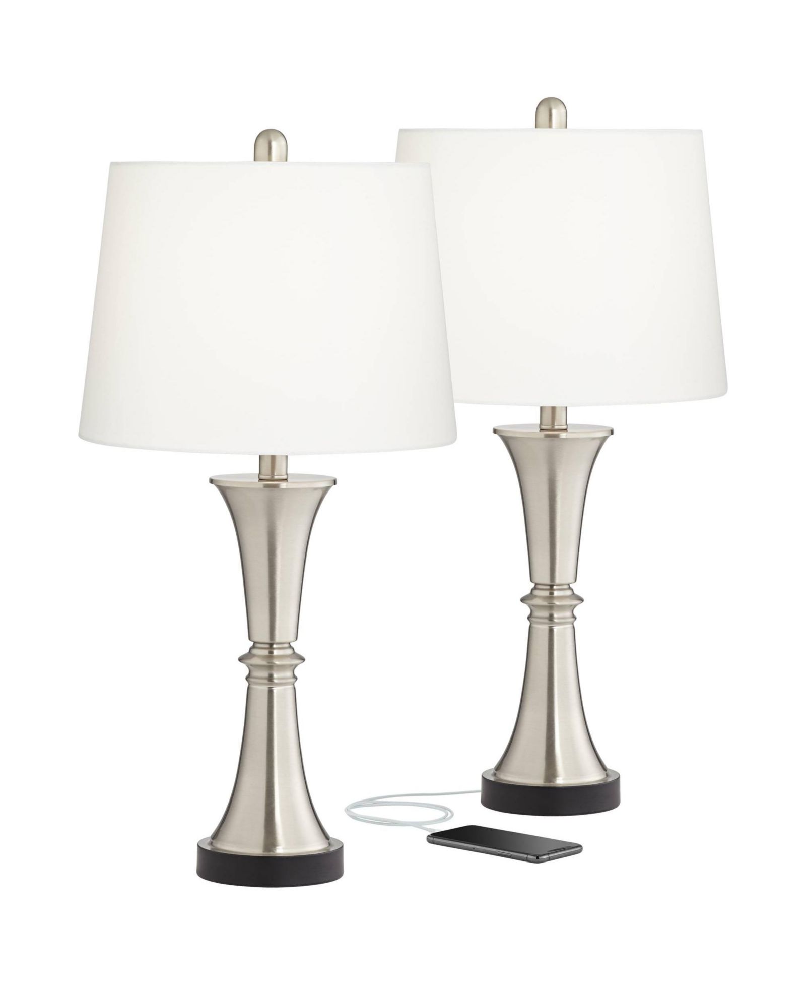 360 Lighting Set of 2 26" High Seymore Modern Table Lamps with USB Charging Port LED Touch On