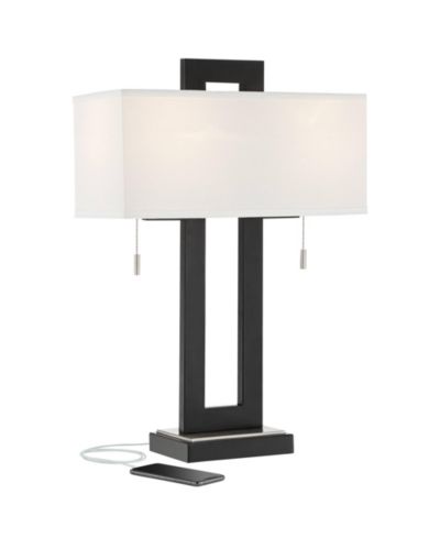360 Lighting Neil Modern Rustic Table Lamp with USB Port, 26" High - Table Lamp