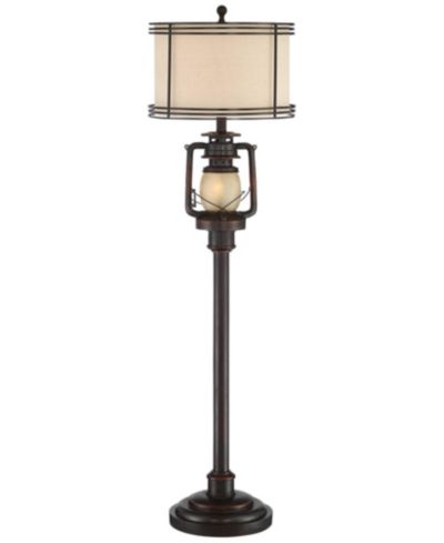 Промышленный напольный торшер Barnes and Ivy Henson, 63" Tall Bronze с LED ночником и тканевым абажуром