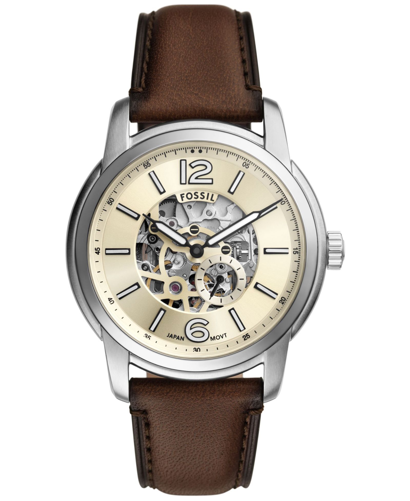 Fossil Мужские часы Heritage Automatic из коричневой кожи 43mm