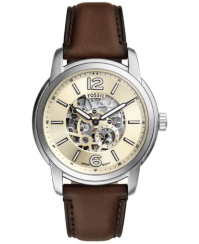 Fossil Мужские часы Heritage Automatic из коричневой кожи 43mm