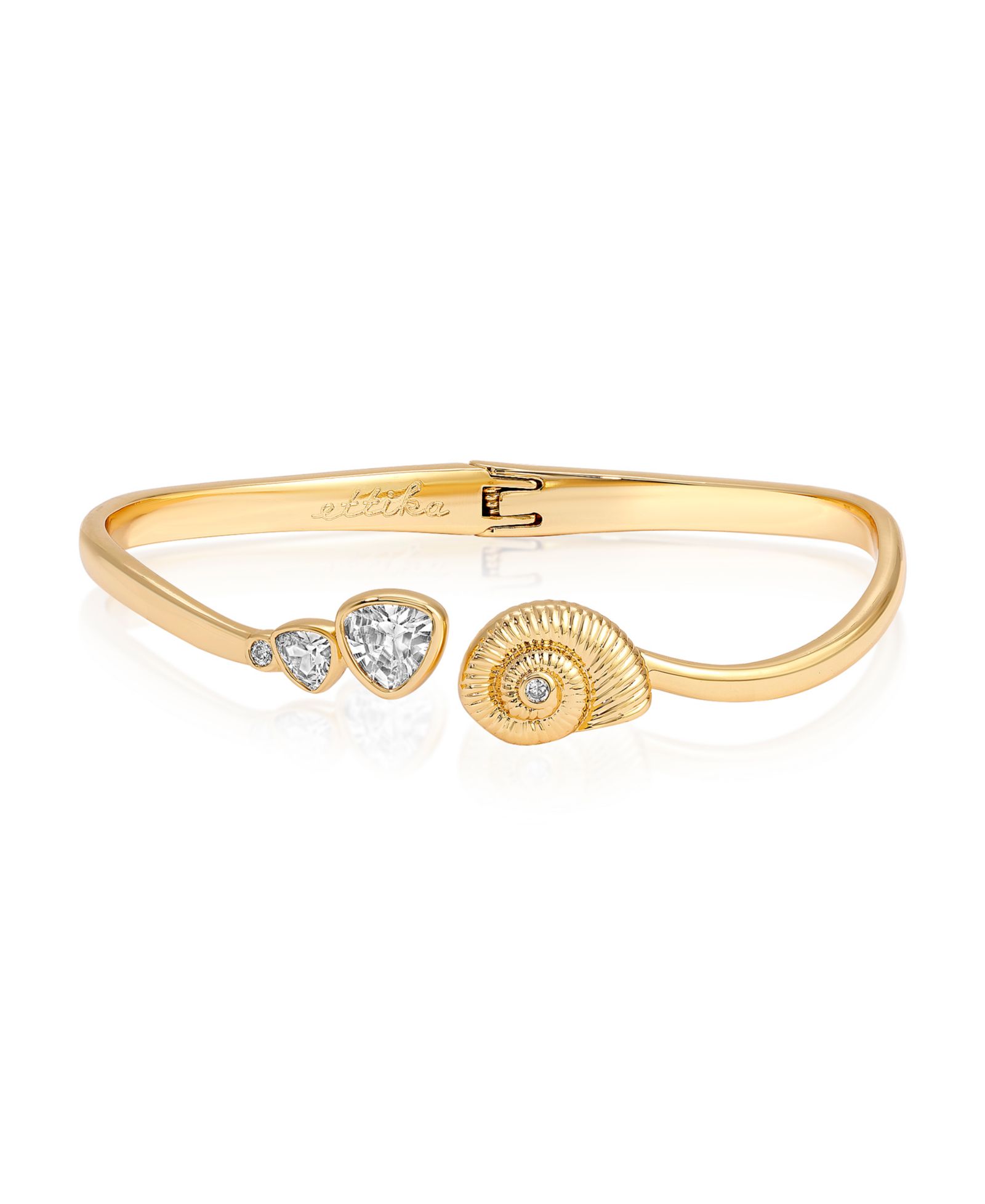 ETTIKA 18k Gold Plated Swirled Shell Cuff Bracelet