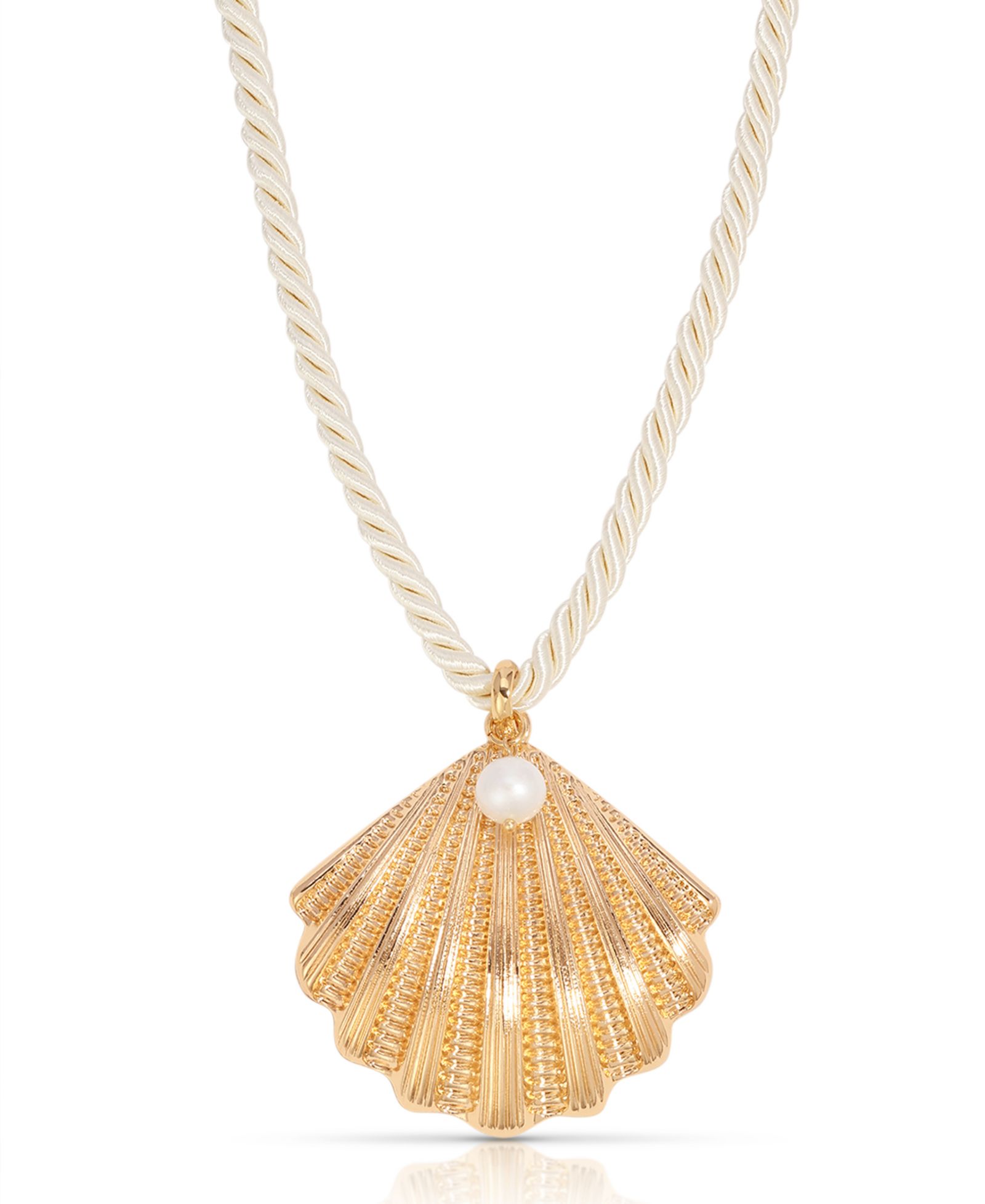 ETTIKA Silk Cord Scallop Shell Pendant Necklace