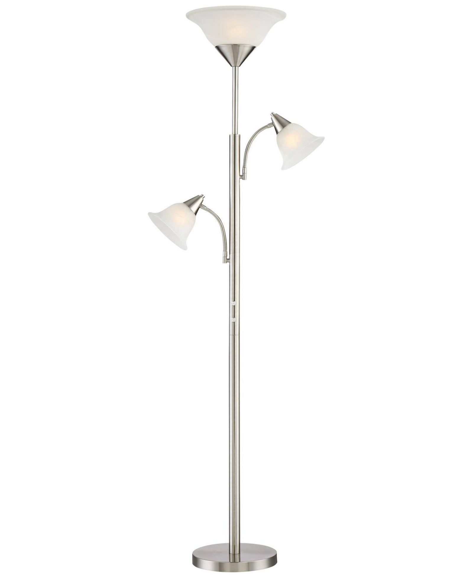 Possini Euro Design Jordan Modern Torchiere Floor Lamp with Side Lights 71 1/2" Tall Brushed Nickel Alabaster Glass Shade for Living Room Reading