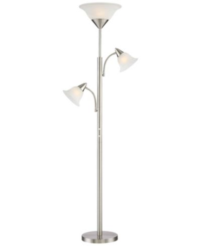 360 Lighting Jordan современный торшер Jordan с боковыми светильниками, 71 1/2" Tall, Brushed Nickel, Alabaster Glass Shade