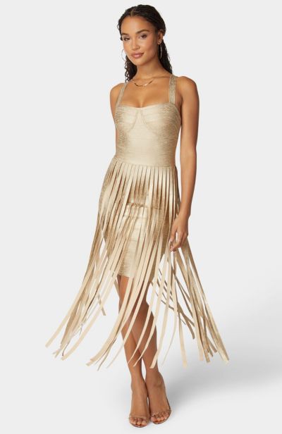 Женское платье Bebe Bandage Fringe Maxi