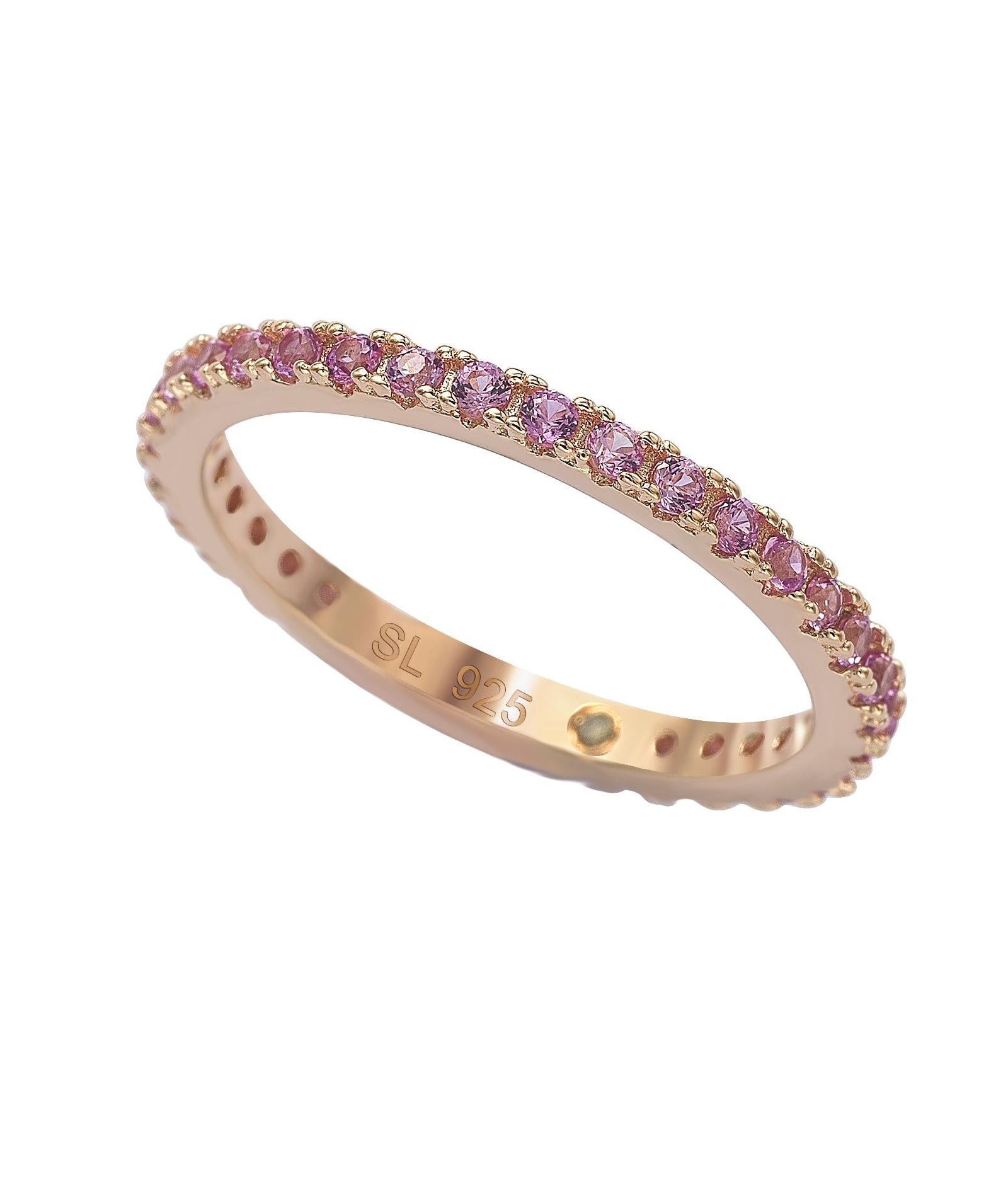 Suzy Levian Sterling Sapphire Single Row Eternity Band Ring