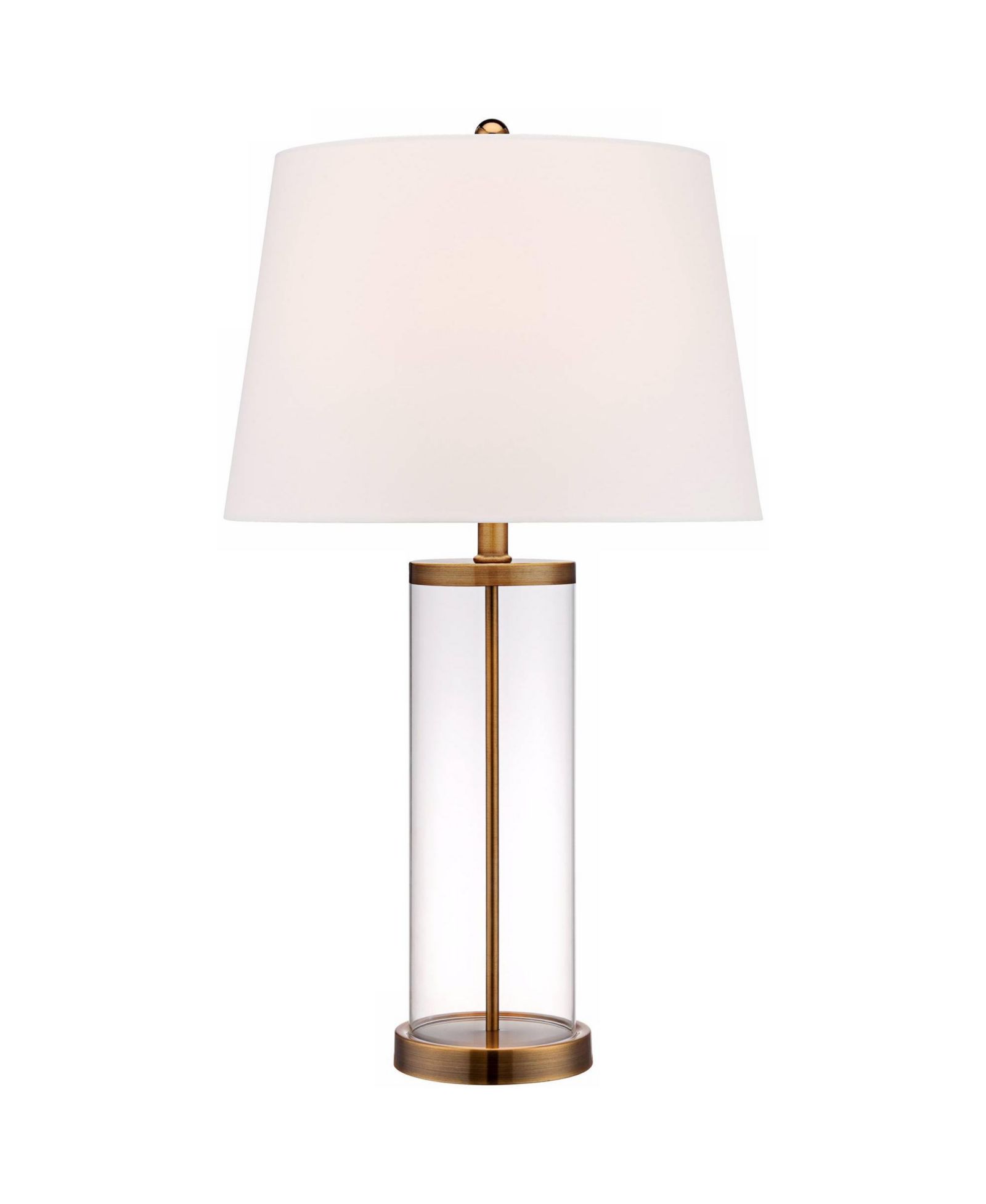360 Lighting Coastal Table Lamp 26" High Glass Cylinder Gold Fillable White Drum Shade for Living Room Family Bedroom Bedside Nightstand