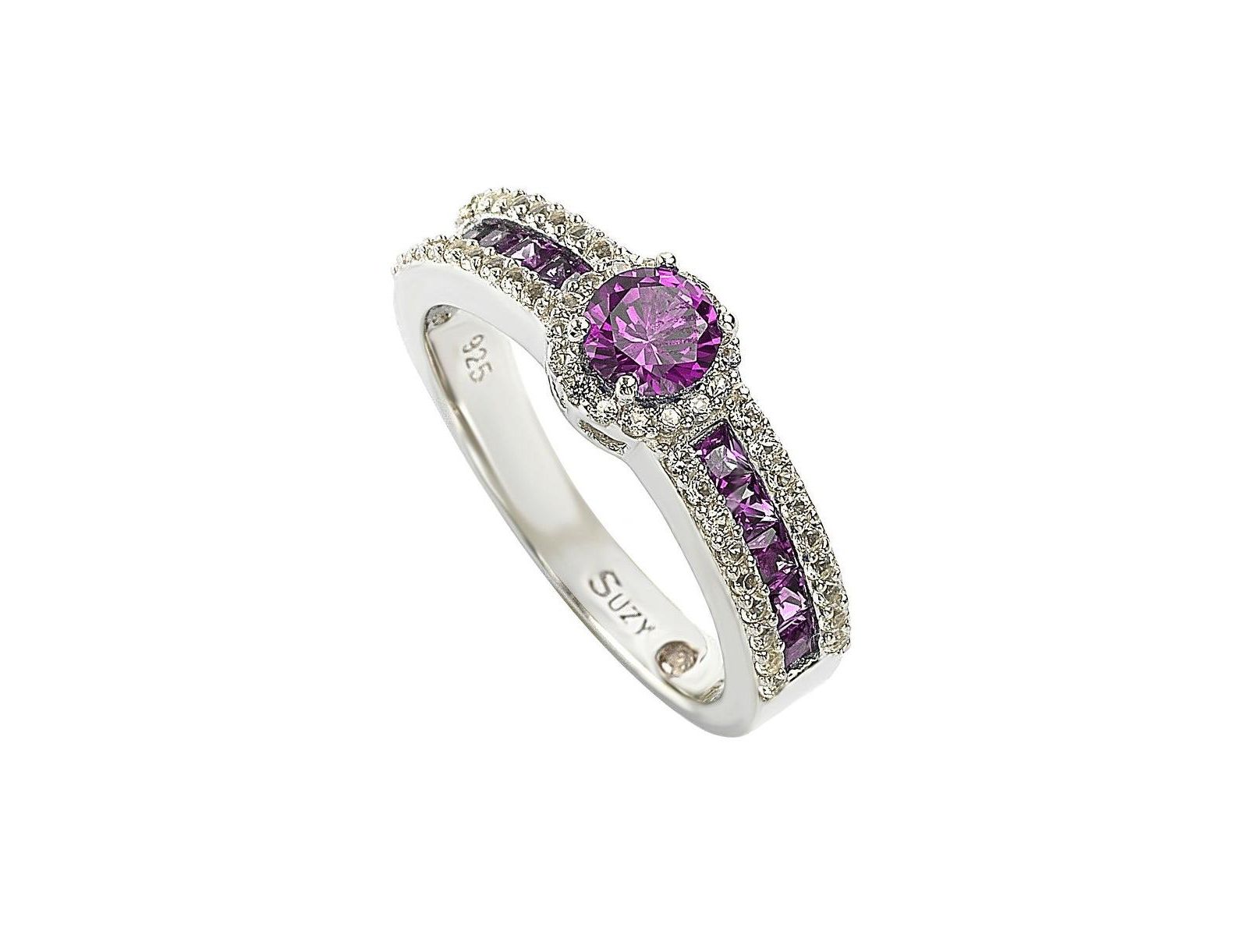 Кольцо Suzy Levian Sterling Sapphire & Created Sapphire Multi Set Proposal Ring