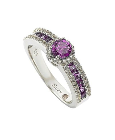 Кольцо Suzy Levian Sterling Sapphire & Created Sapphire Multi Set Proposal Ring