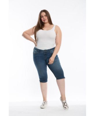 Джинсовая мини-юбка Plus Size SLINK Jeans Denim Crop