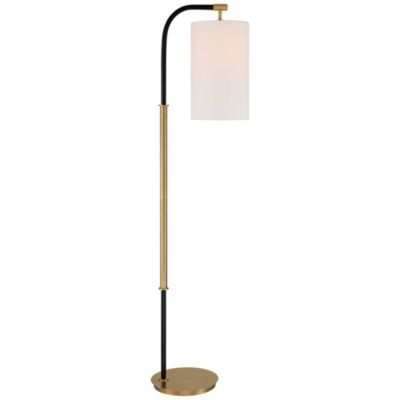 Possini Euro Design Sausalito Mid Century Modern Downbridge Floor Lamp 67" Tall Warm Metal Linen Cylinder Shade for Living Room Reading