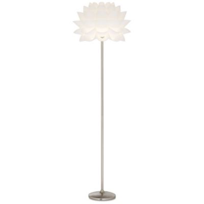 Possini Euro Design Modern напольный светильник 63" Brushed Steel White Orb Petal Flower Shade диммируемый для гостиной, спальни и офиса
