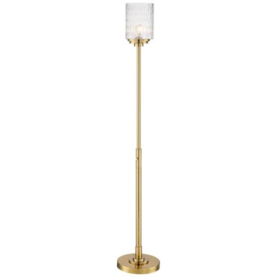 Напольный торшер Possini Euro Design Kinsey Modern, 72 1/2" Tall, Brass Gold Metal Stone Pattern Crystal Glass Shade