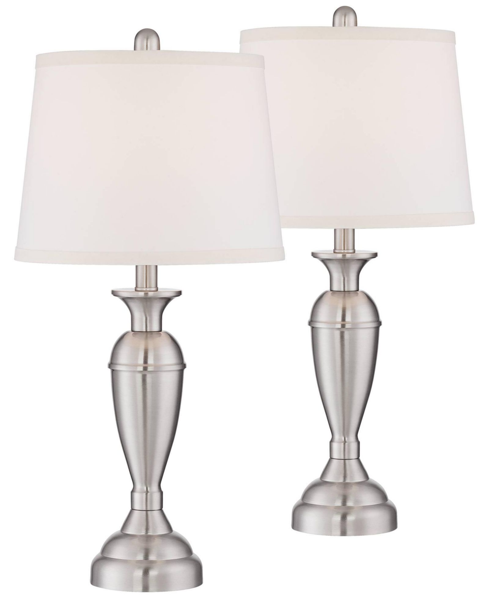 Набор из 2 настольных ламп Regency Hill Blair, 25" в цвете Brushed Nickel с тканевым абажуром