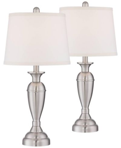 Набор из 2 настольных ламп Regency Hill Blair, 25" в цвете Brushed Nickel с тканевым абажуром