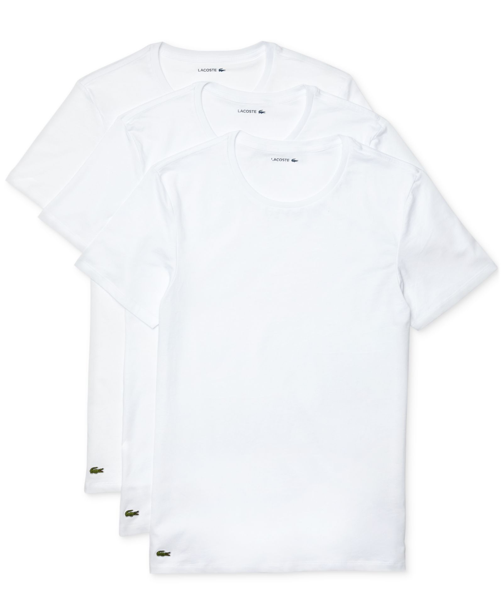 Lacoste Men's Regular-Fit Crewneck Undershirts, 3-Pack