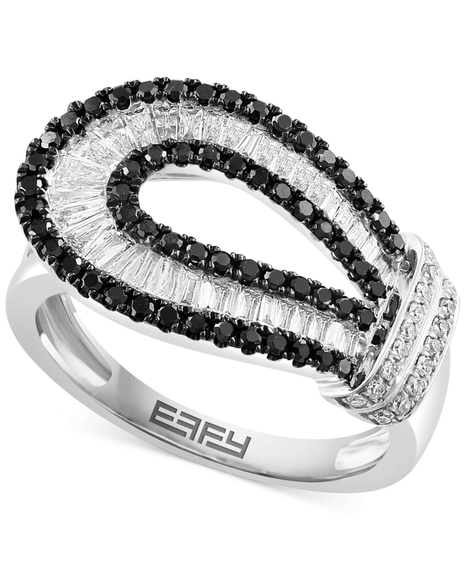 EFFY® Black & White Diamond Loop Statement Ring (5/8 ct. t.w.) in 14k White Gold