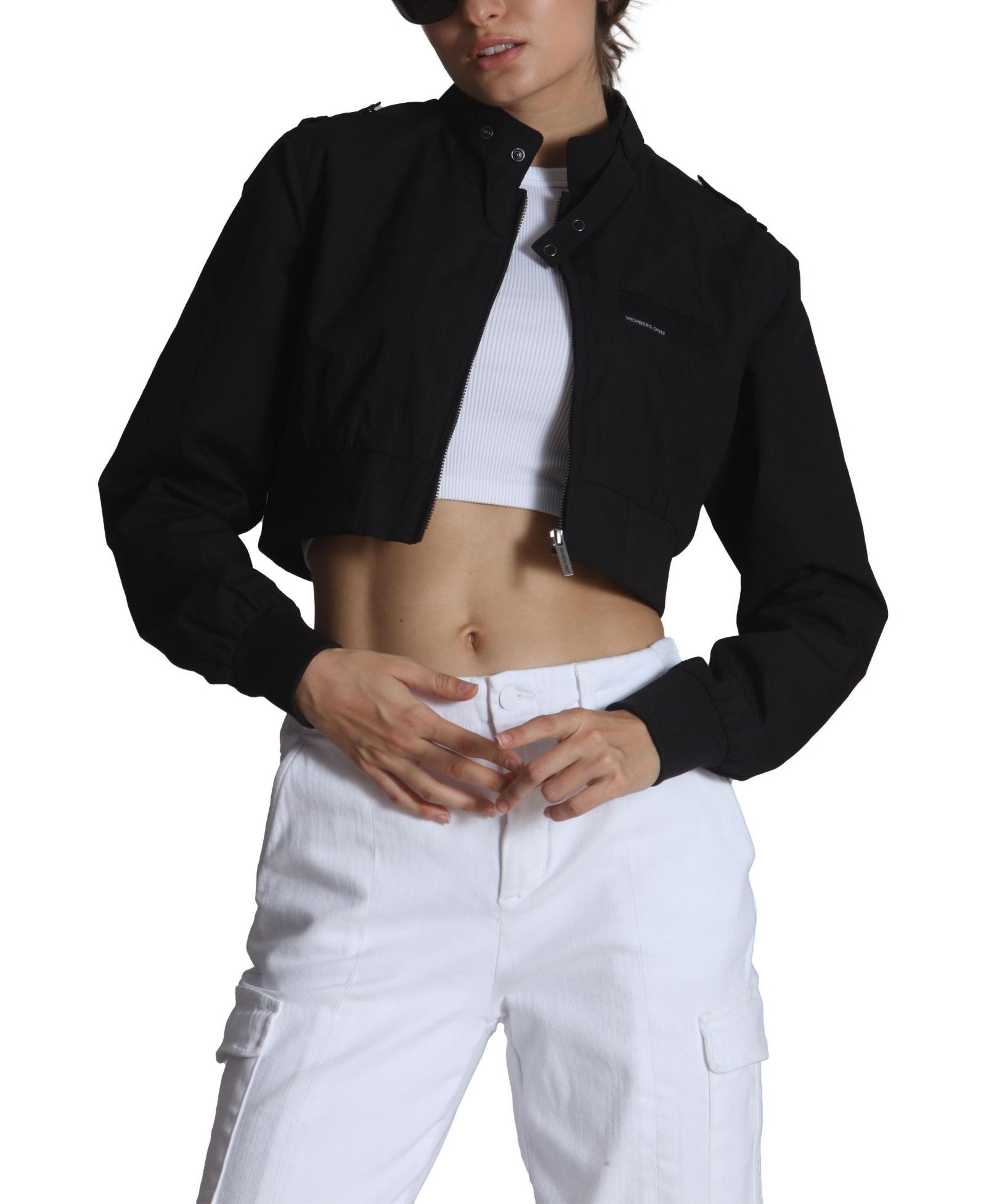 Members Only Women's Mini Cropped Racer Jacket