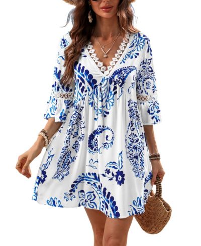 Женское пляжное платье CUPSHE Floral Paisley Print Lace