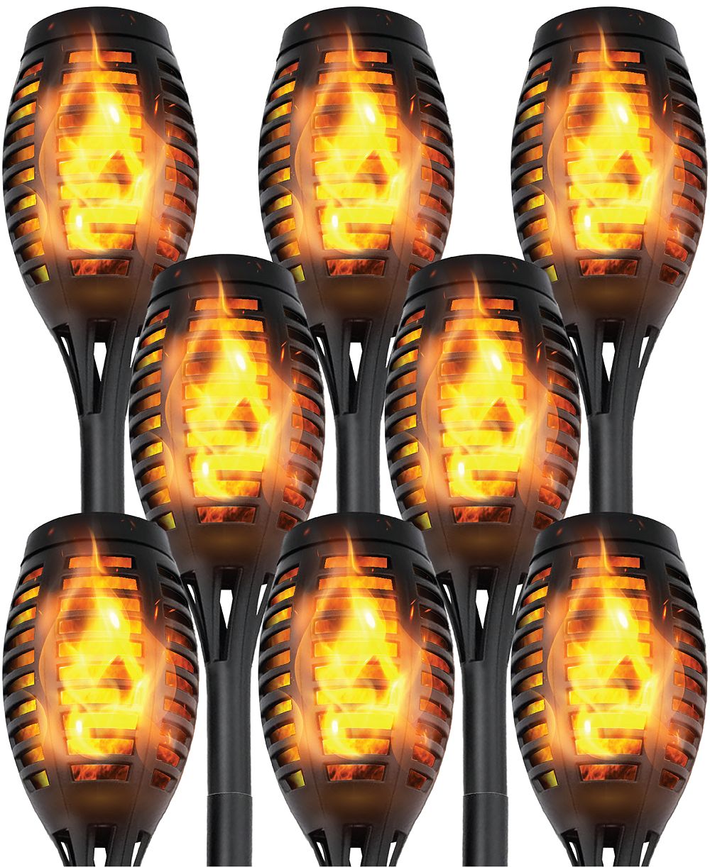 Maggift 8 Pack Solar Flame Torch Path Lights, Outdoor Weather-Resistant Garden Decor