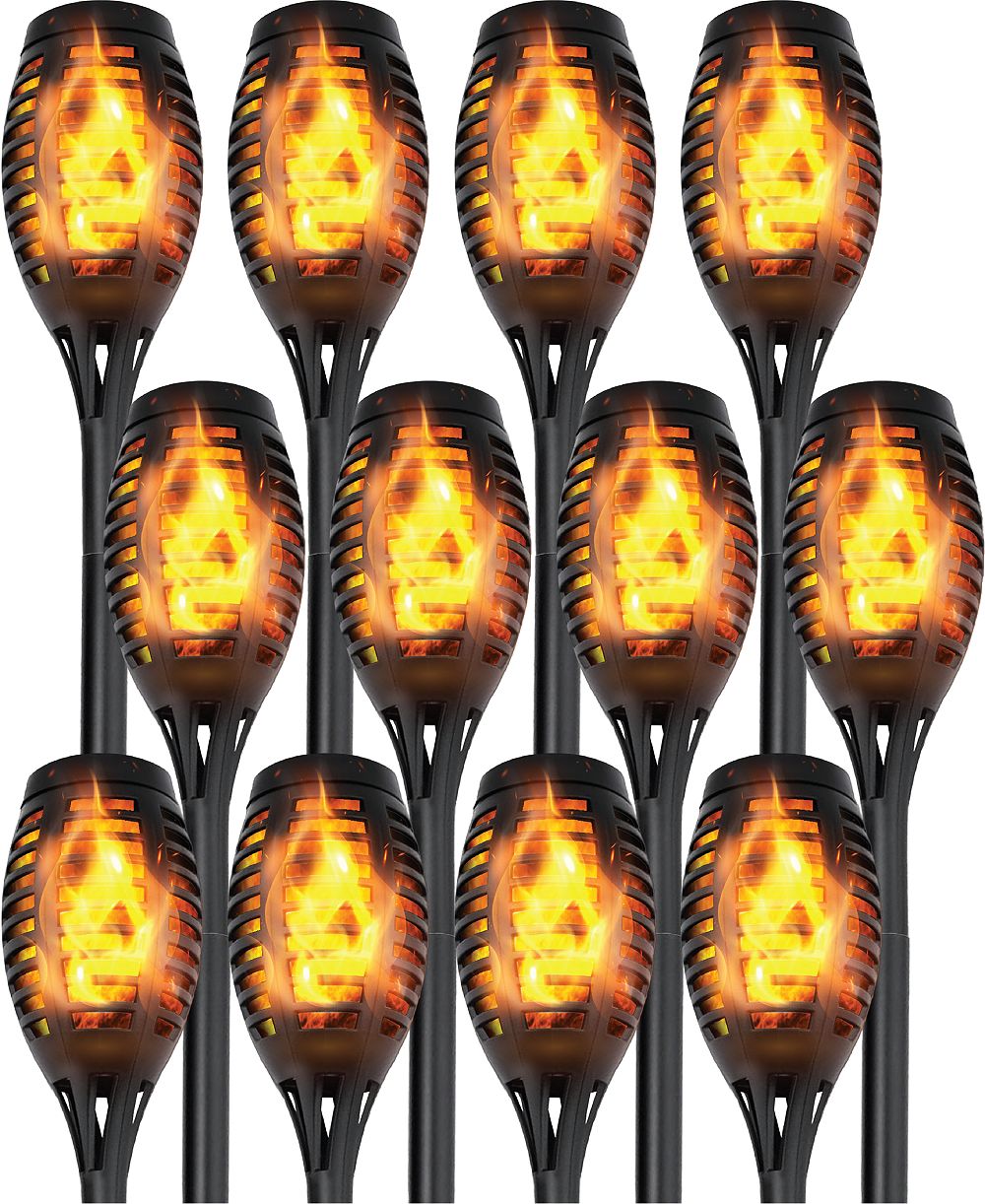 Maggift 12 Pack Solar Flame Torch Path Lights, Outdoor Weather-Resistant Garden Decor