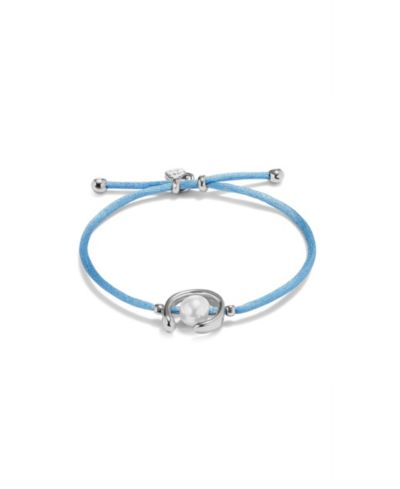 UNOde50 Blue Thread Cultivated Pearl Leather Bracelet