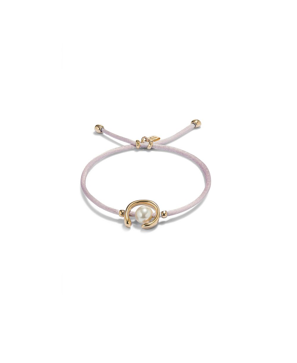 Браслет UNOde50 Gold Metal Alloy Brown Silk-Style Thread