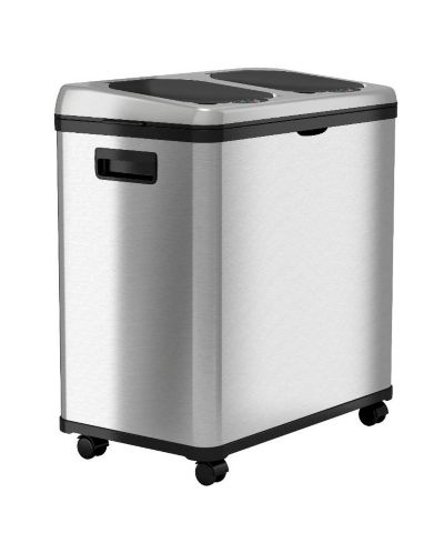 Мусорное ведро iTouchless из нержавеющей стали с сенсором и фильтром AbsorbX 16 Gallon Silver