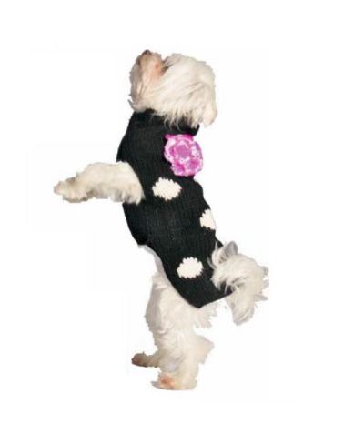 Chilly Dog M Polka Dot Flower Dog Sweater