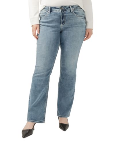 Silver Jeans Co. Женские джинсы Suki Mid Rise Curvy Fit Slim Bootcut Plus Size