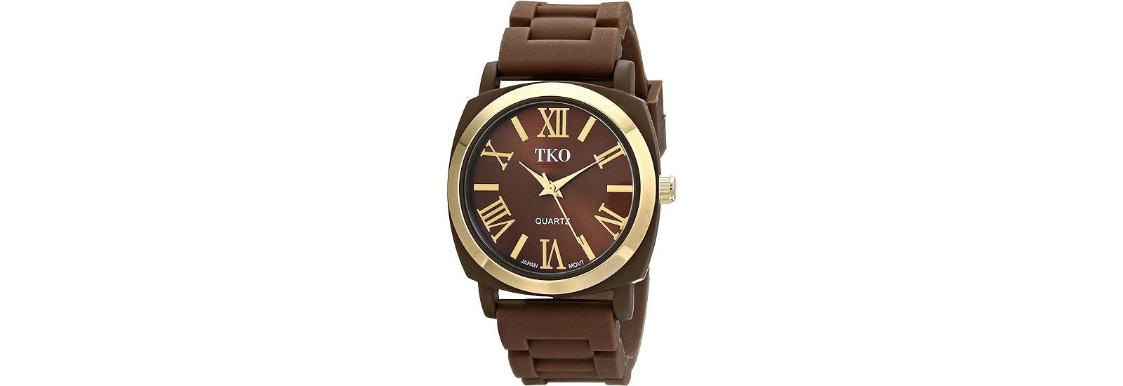 Женские кварцевые часы TKO Brown Milano III Analog Display с гибким ремешком