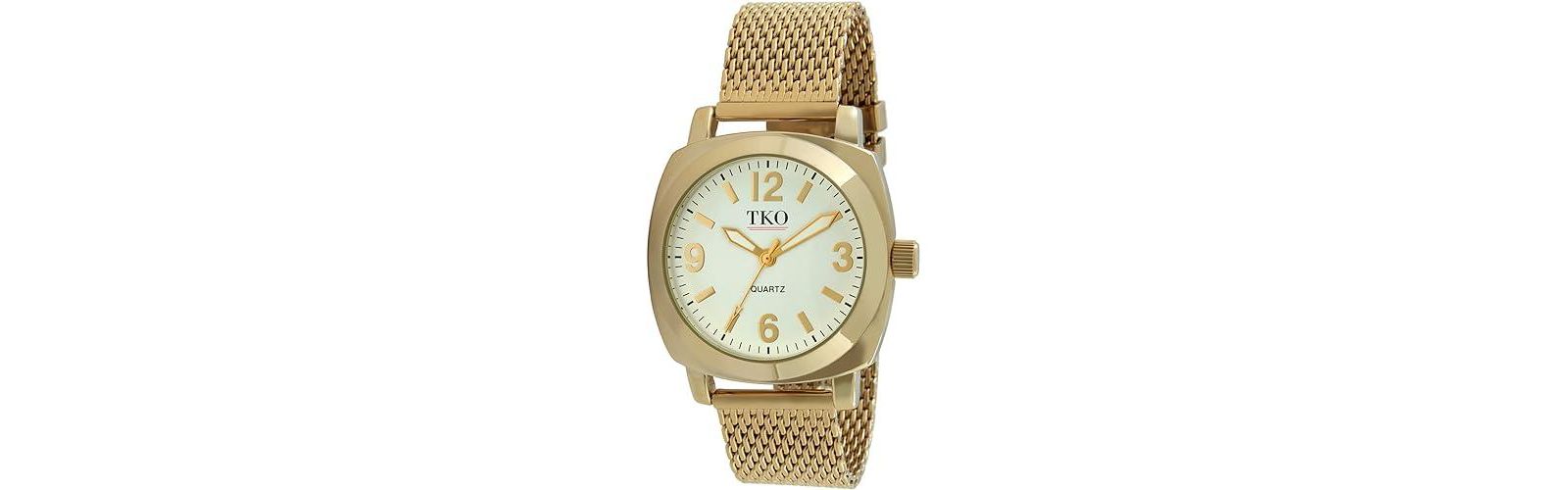Женские часы TKO Gold Milano Boyfriend с золотистым сетчатым браслетом