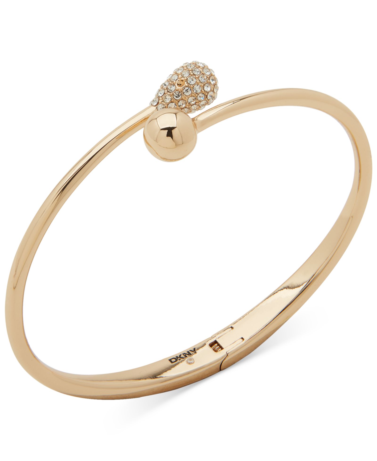 Браслет DKNY Gold-Tone Crystal Bypass Hinged Cuff