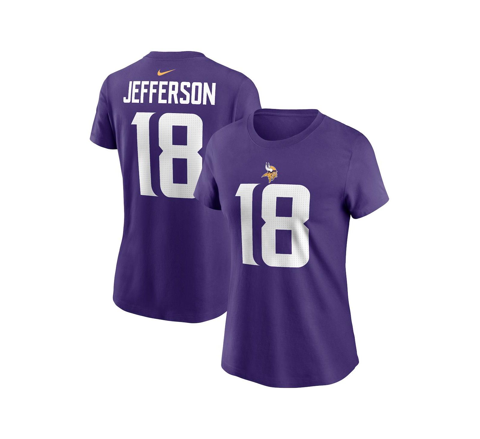 Nike Men's and Women's Justin Jefferson Purple Minnesota Vikings Player Name & Number T-Shirt